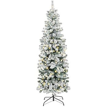 Best Choice Products 6ft Pre-Lit Artificial Snow Flocked Pencil Christmas Tree Holiday Decoration... | Amazon (US)