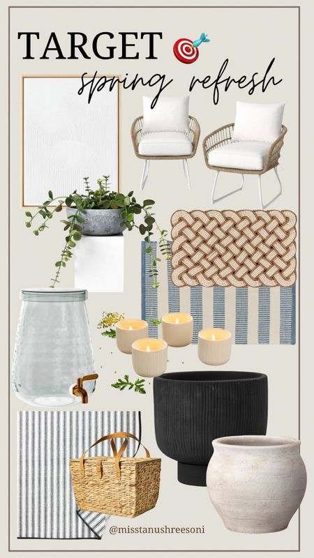Target Spring Refresh!! 🎯 this winter has been draggingggg here so it’s time for a spring home refresh! Target always has the cutest finds for all seasons!



Target home, spring home finds, spring porch refresh, target spring finds, porch decor, outdoor furniture, outdoor chairs, cute doormat, layered doormats, beverage dispenser, fluted candles, wipeable tablecloth, hearth and hand spring, magnolia, hearth and hand, threshold, white wall art, white textured art, faux greenery, faux tree, faux plant, ceramic planter, planter, spring entertaining, hosting