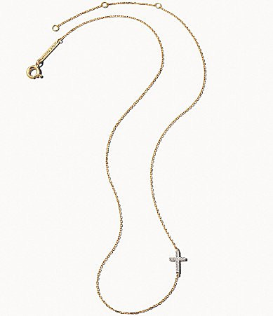 Kendra Scott Cross 14k Yellow Gold Strand Necklace - White Diamond | Dillard's