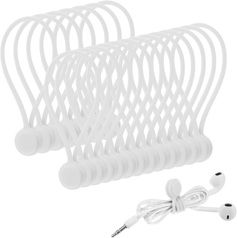20 Pcs 7.5'' Reusable Silicone Magnetic Cable Ties Silicone Twist Tie with Magnet Cable Organizer... | Amazon (US)