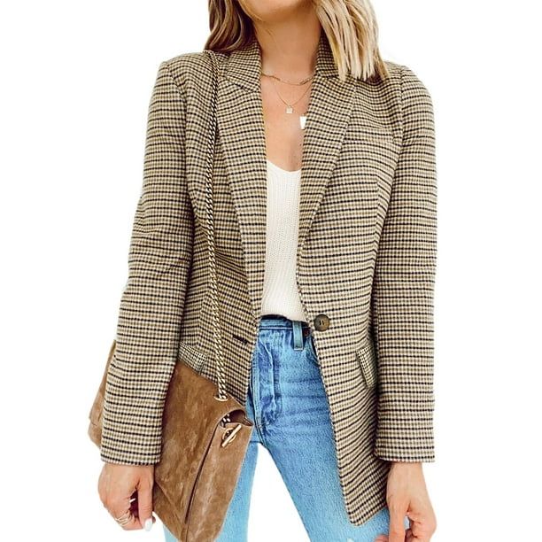 Eytino Women's Casual Blazers Long Sleeve Open Front Work Office Jackets Blazer | Walmart (US)