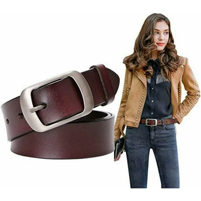 JASGOOD Women Leather Belts Dark Brown Waist Belt for Pants Jeans Dress | Walmart (US)