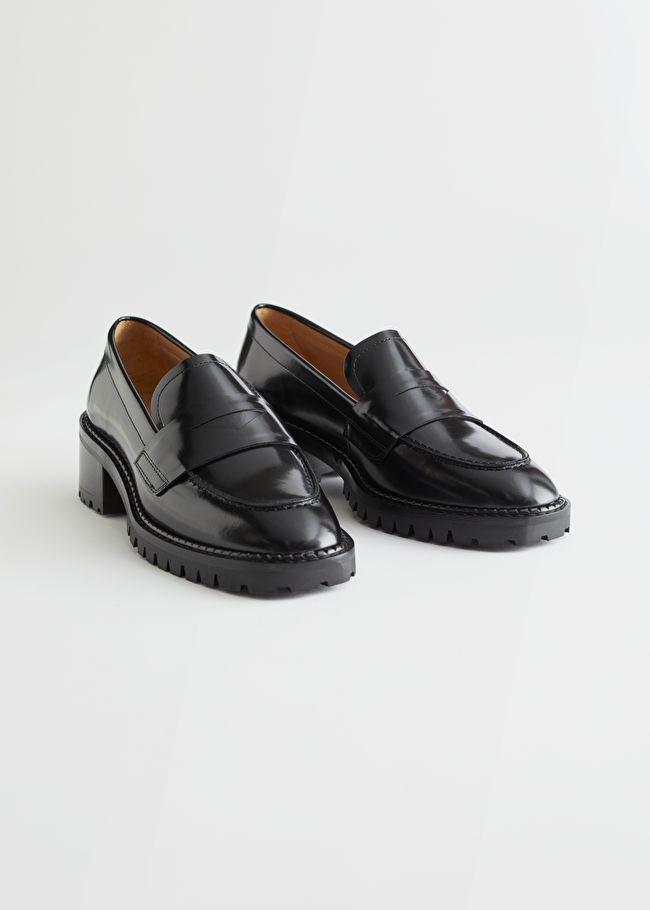 Heeled Leather Penny Loafers | & Other Stories US