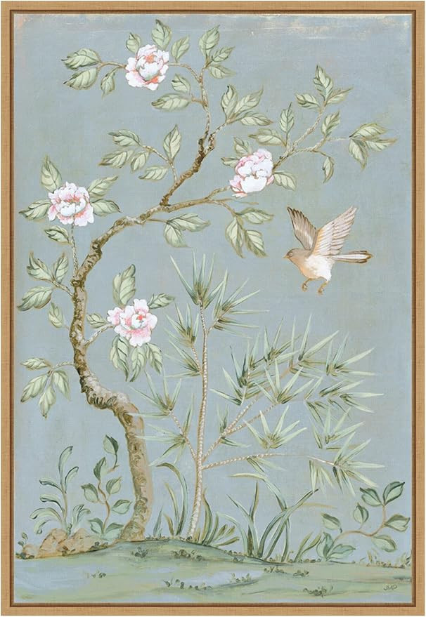 Amanti Art Framed Canvas Wall Art Print (16x23) Spring Flower Mural II Blue by Julia Purinton Flo... | Amazon (US)