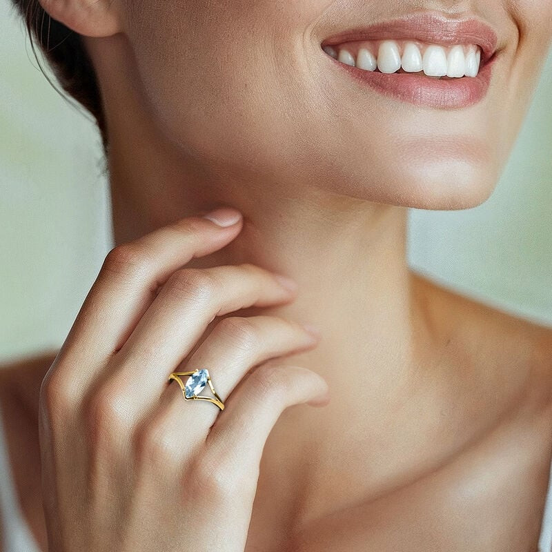 1.20 Carat Marquise Sky Blue Topaz Ring in 10kt Yellow Gold | Ross-Simons