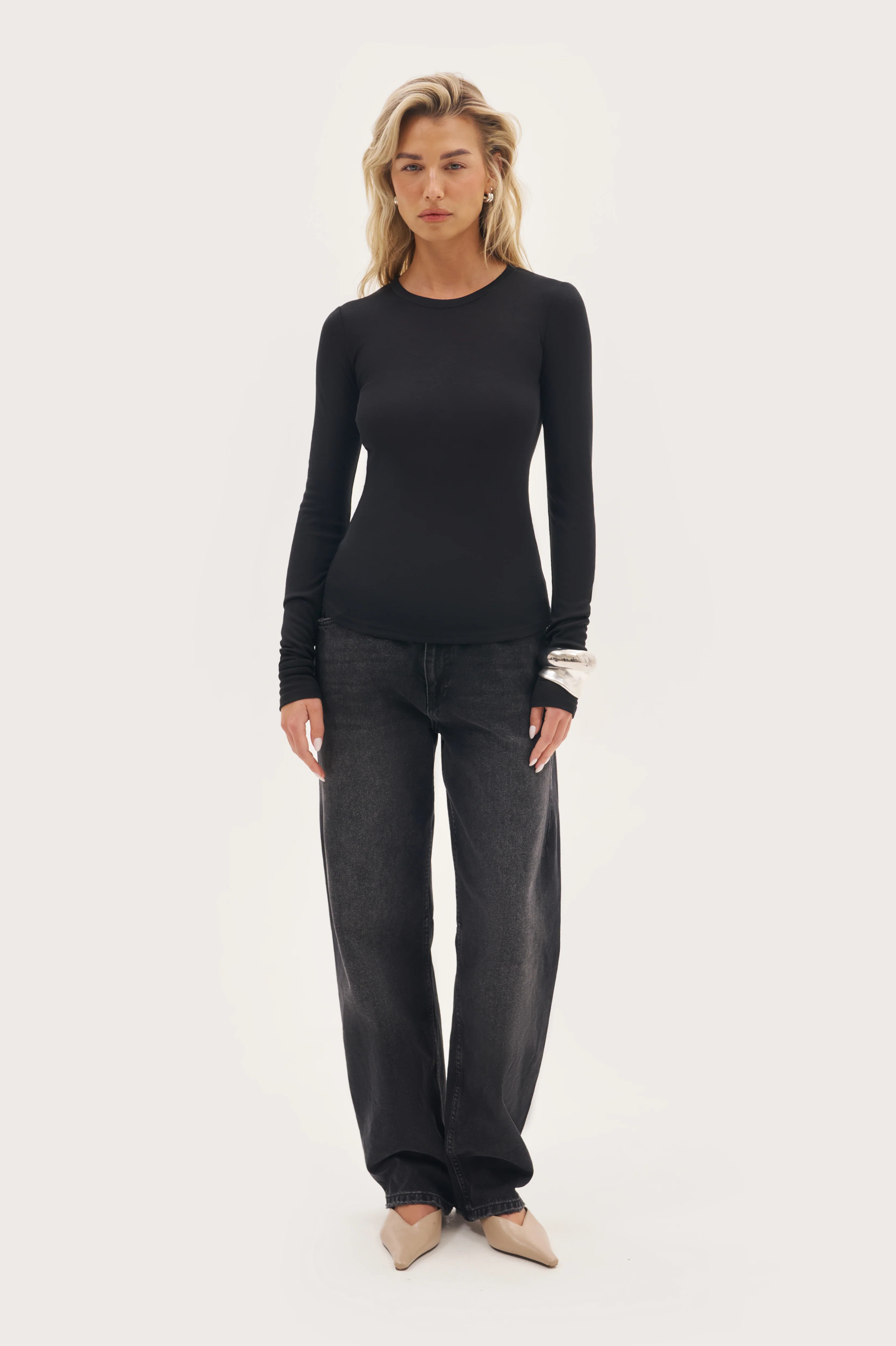 Stacked Long Sleeve Top - Black | Maebe UK