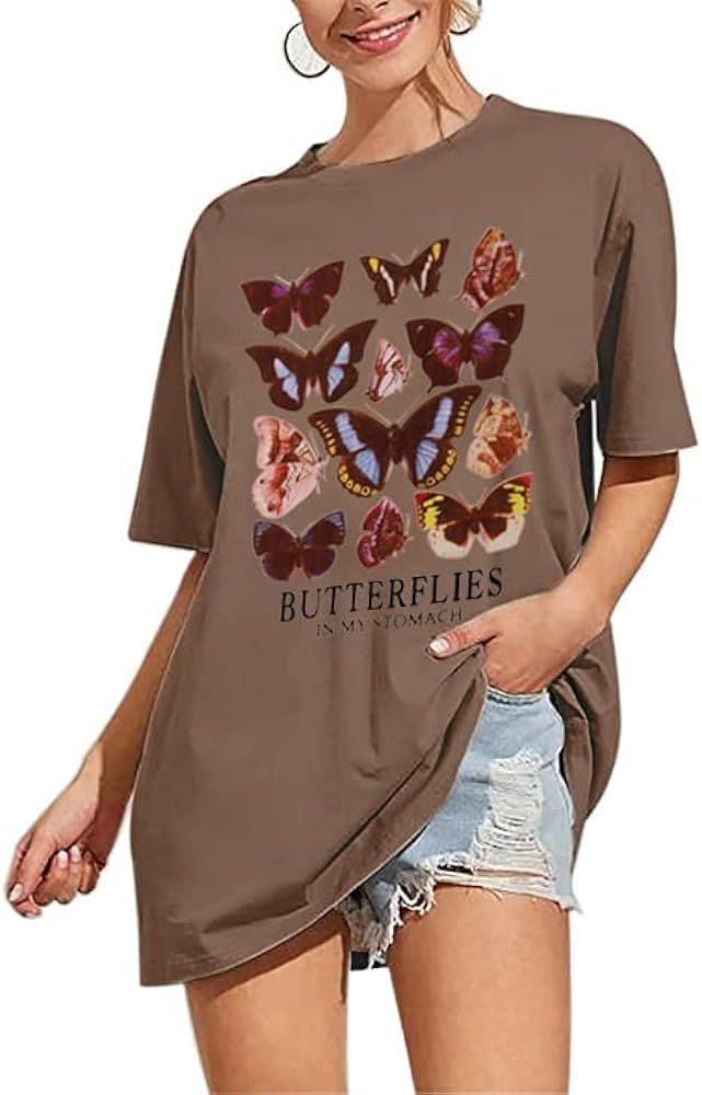 Meladyan Women’s Oversize Graphic Printed Loose Tee Short Sleeve Round Neck Loose Tshirt Tops | Amazon (US)