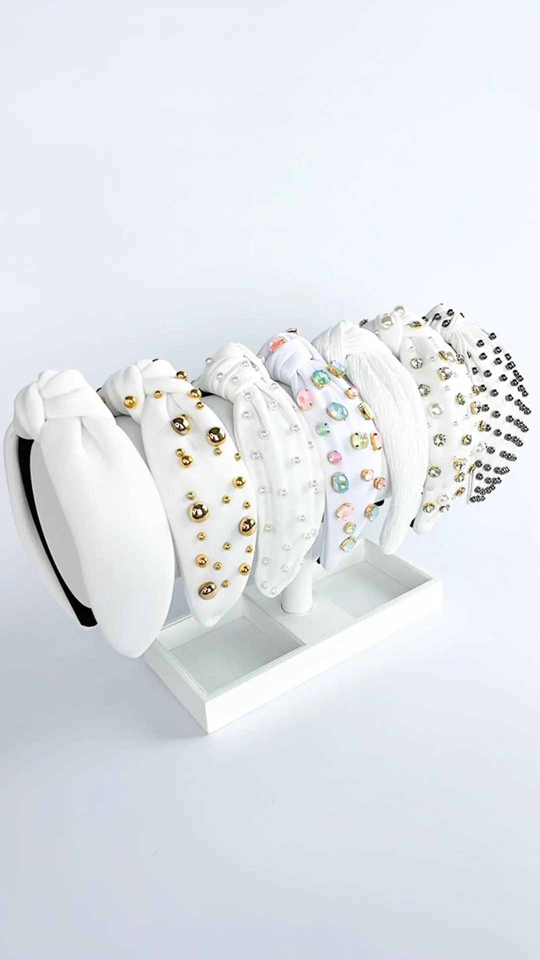 Embellished White Headband, Pearls and Gems, Neoprene Fabric | Etsy (US)