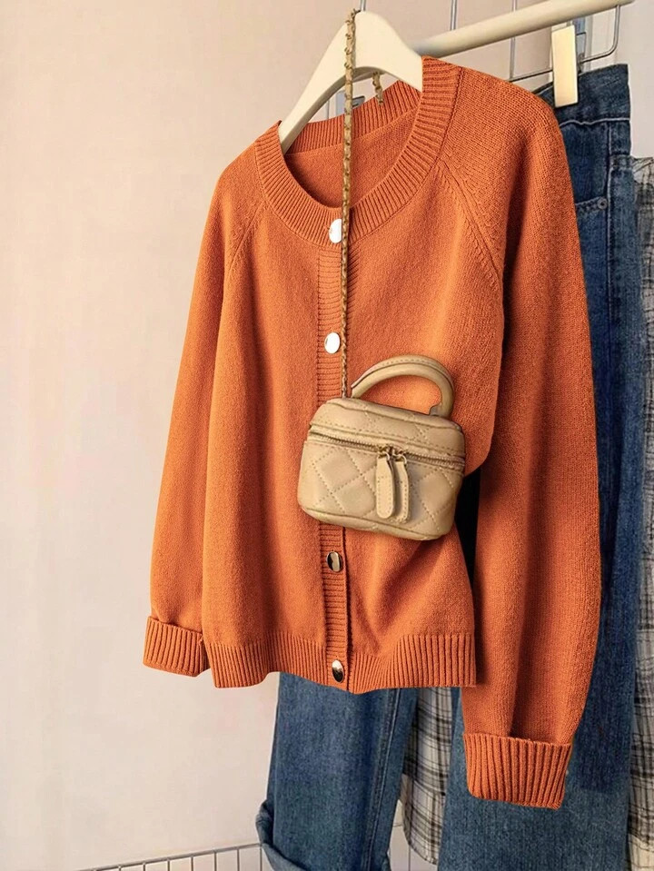 EMERY ROSE Halloween Plus Size Casual Minimalist Button-Up Long Sleeve Cardigans Winter Fall Autumn | SHEIN