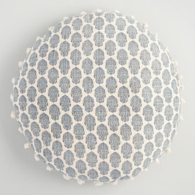 Round Blue Mandala Throw Pillow | World Market