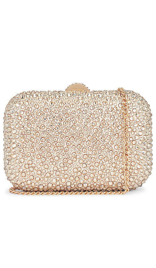 olga berg Casey Hot Fix Encrusted Clutch in Metallic Gold. | Revolve Clothing (Global)