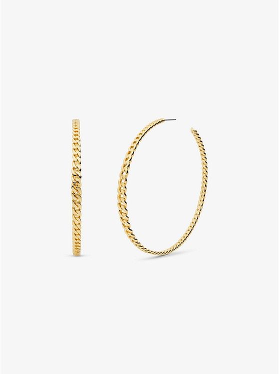 14K Gold-Plated Brass Curb Link Hoop Earrings | Michael Kors US