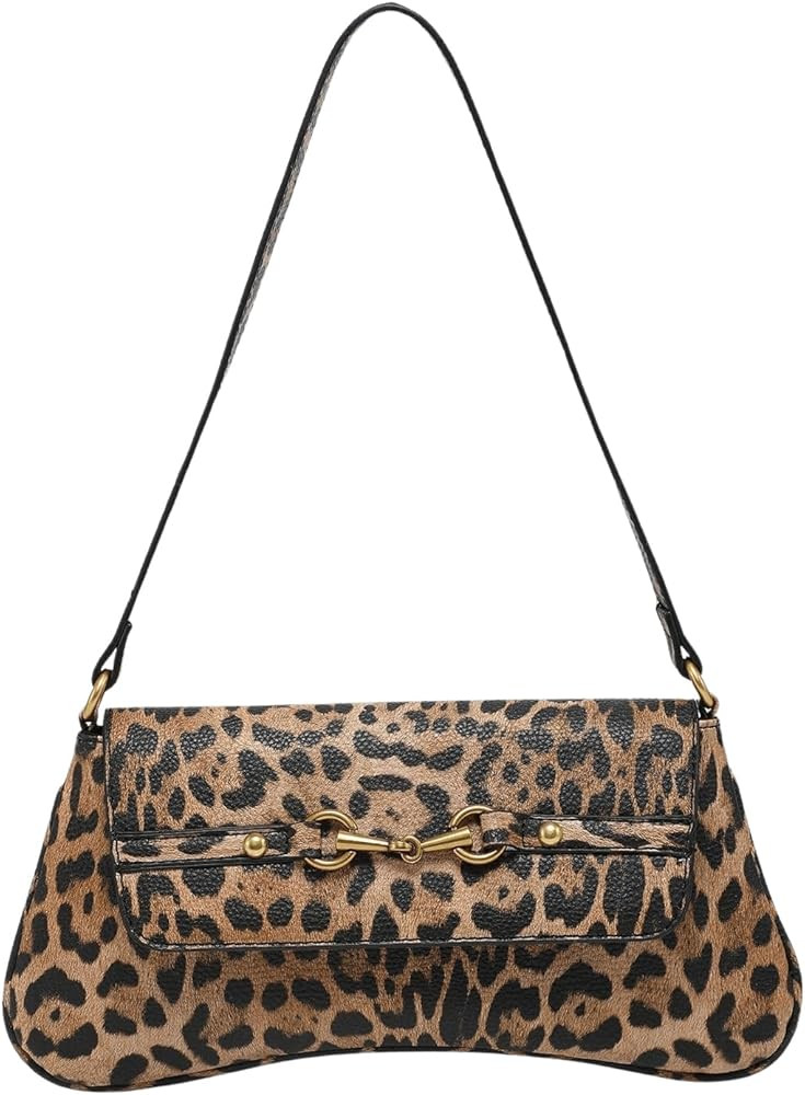 QWINEE Women's Cheetah Print Underarm Handbag Vintage Clutch Handbag Purse | Amazon (US)