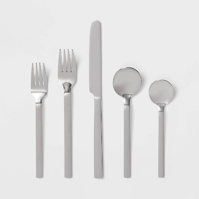 20pc Squared Straight Flatware Set Stainless Steel - Room Essentials™: Silverware Set, Service for 4, Dishwasher-Safe | Target