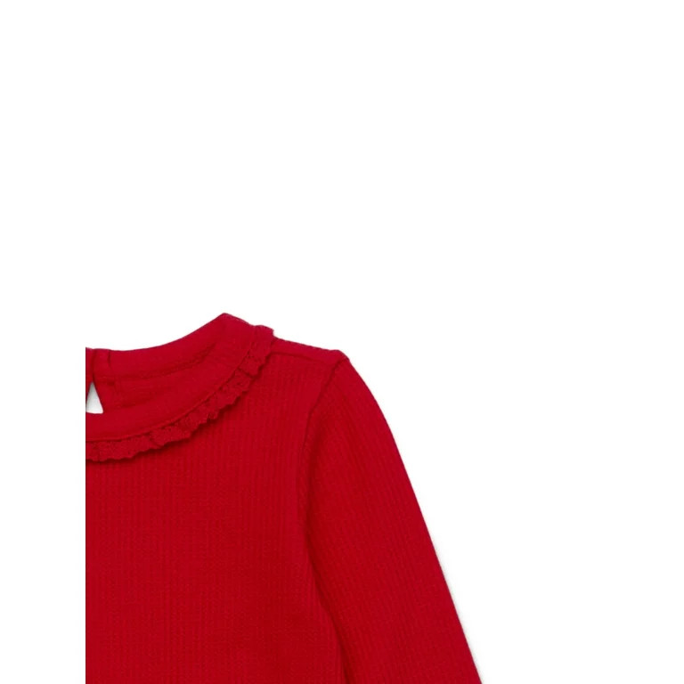 Garanimals Baby Girl Holiday Neck Trim Thermal Bodysuit, Sizes 0-24 Months | Walmart (US)