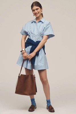 The Tobie Button-Front Pleated Shirt Dress by Exquise: Mini Edition | Anthropologie (US)