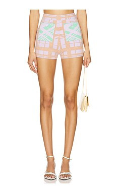 JoosTricot Plaid Booty Shorts in Lilas & Butter Fudge from Revolve.com | Revolve Clothing (Global)