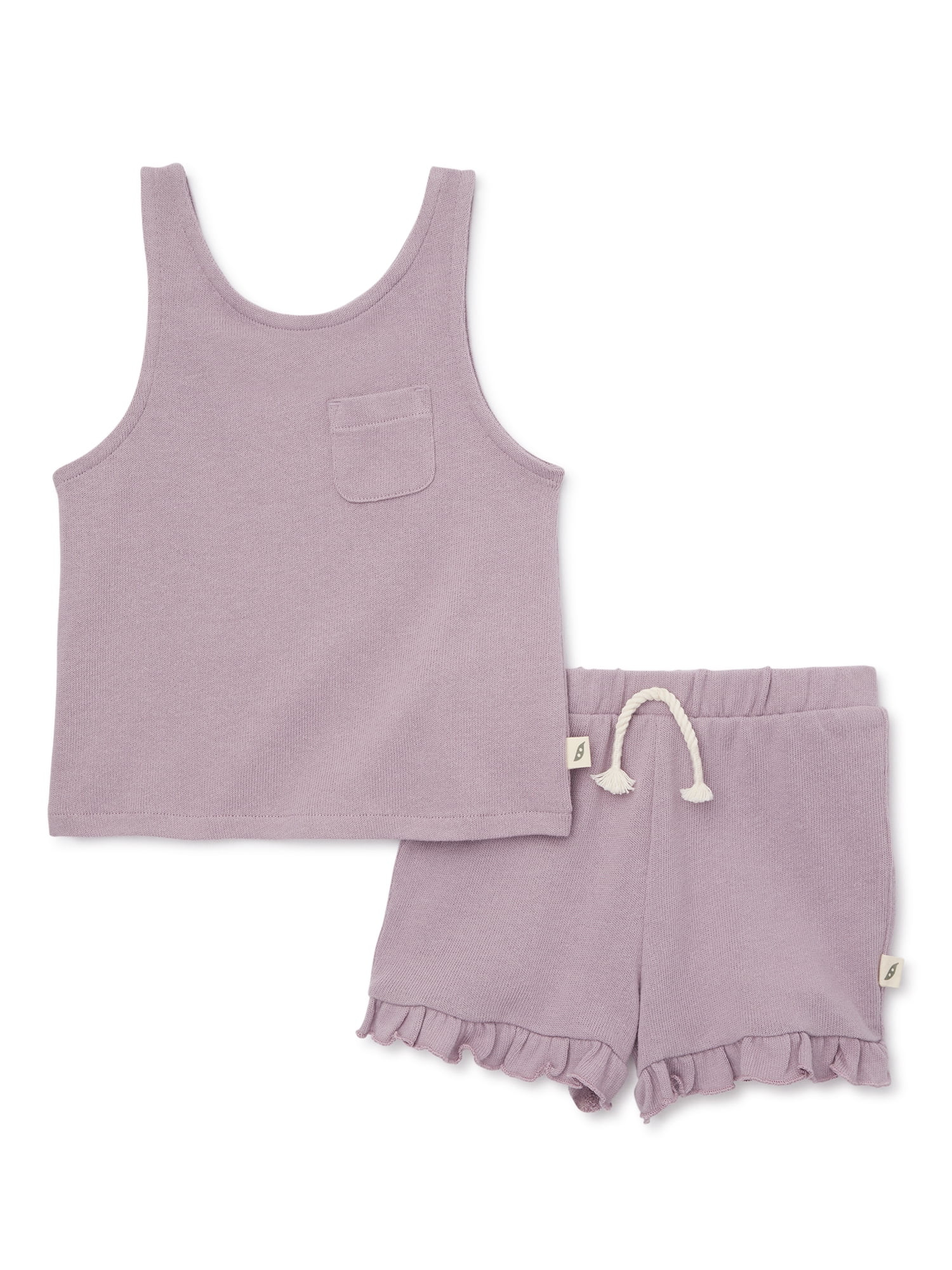 easy-peasy Baby and Toddler Girls Pocket Tank Top and Ruffle Short Sets, 2-Piece, Sizes 12M-5T | Walmart (US)