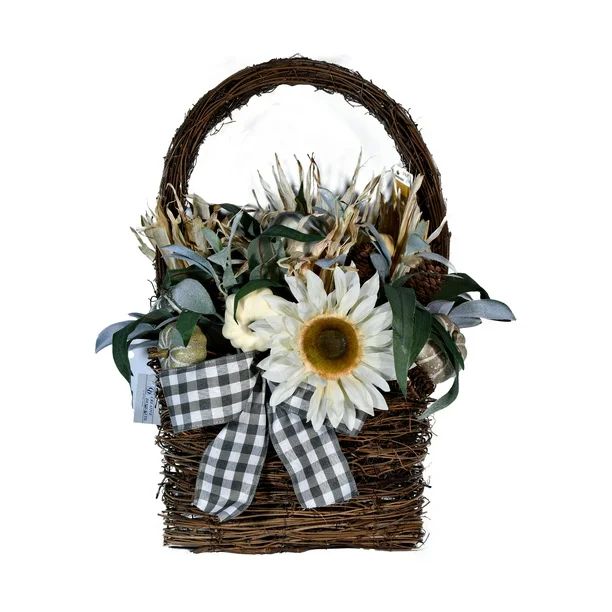 Way To Celebrate Harvest Basket Wreath, Cream Sunflower - Walmart.com | Walmart (US)