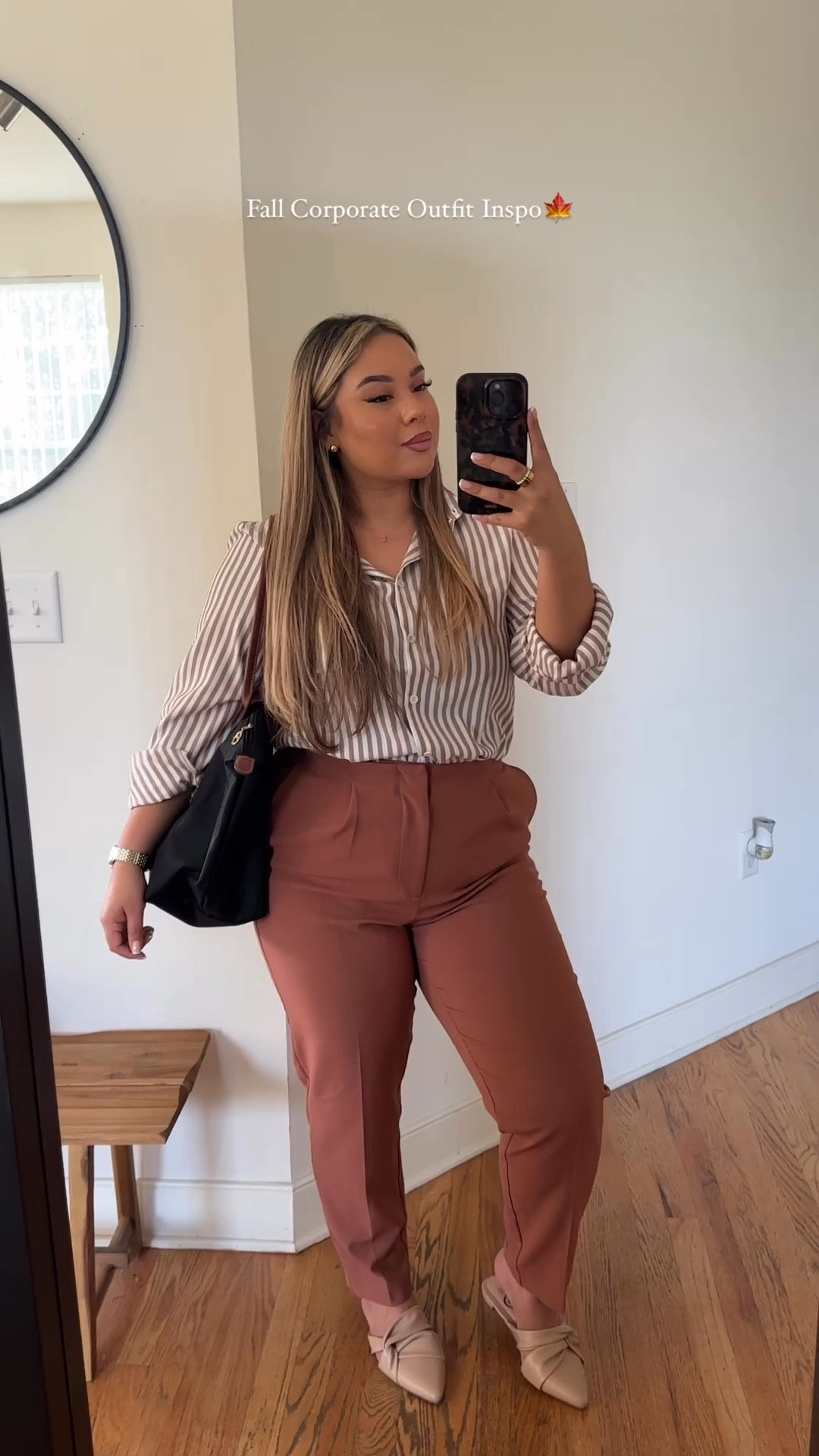 Fall Corporate Office Inspo👜🤎🍂

**The Amazon striped shirt was OK - material lightweight. Linked if you want to check it out since it is cheaper than the A&F one and still works.

**Target Slacks run TTS - I’m wearing a size 10 and I absolutely love them! 

#LTKMidsize #LTKSeasonal #LTKWorkwear