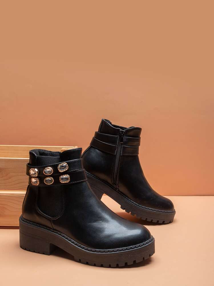 Metal Decor Chunky Chelsea Boots | SHEIN