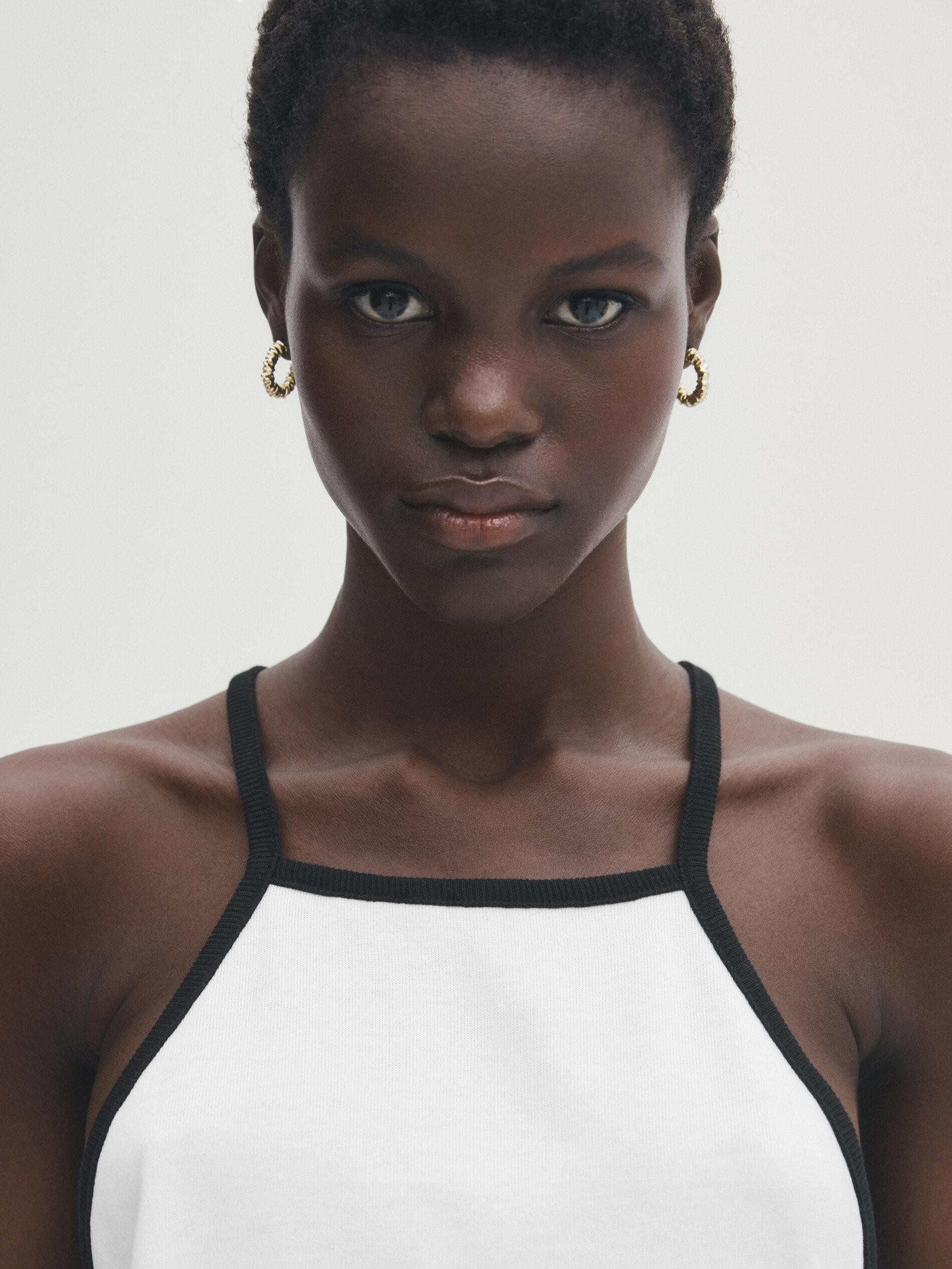 Cotton top with contrast straps | Massimo Dutti US