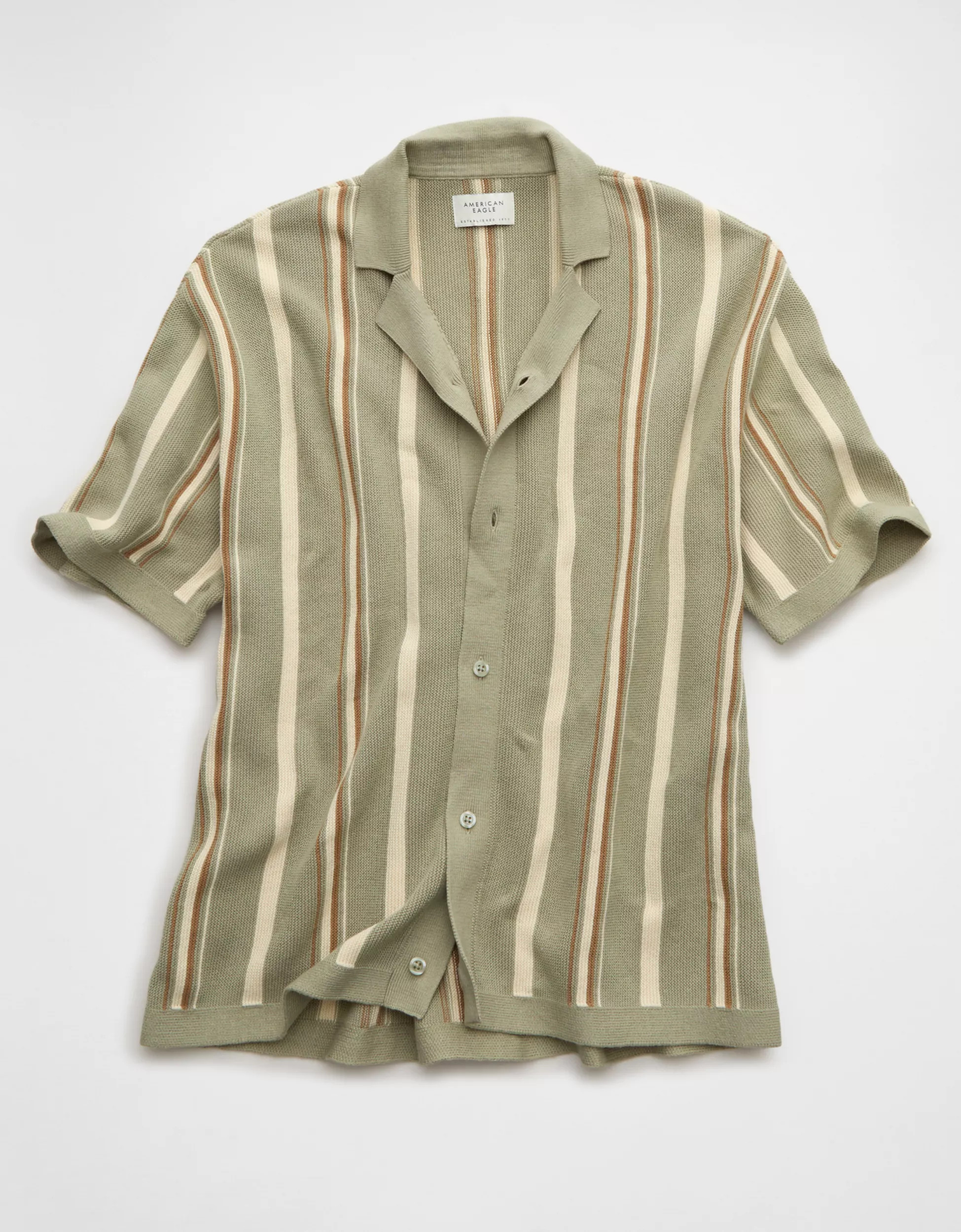 AE Striped Button-Up Sweater Polo | American Eagle Outfitters (US & CA)