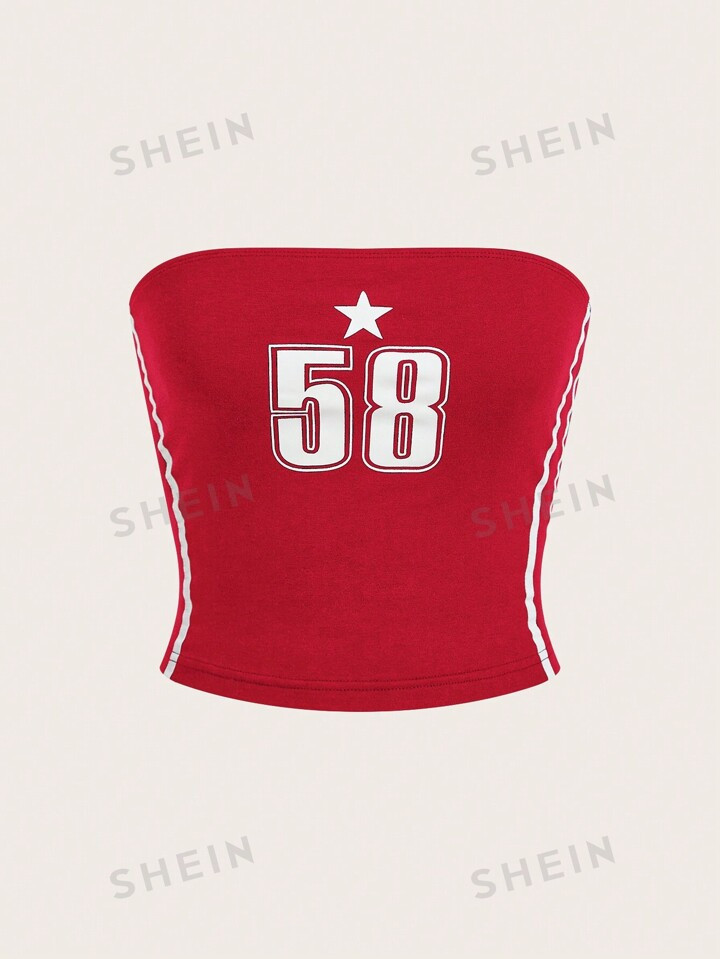 SHEIN EZwear Women Contrast Trim Letter Print Bandeau Top | SHEIN