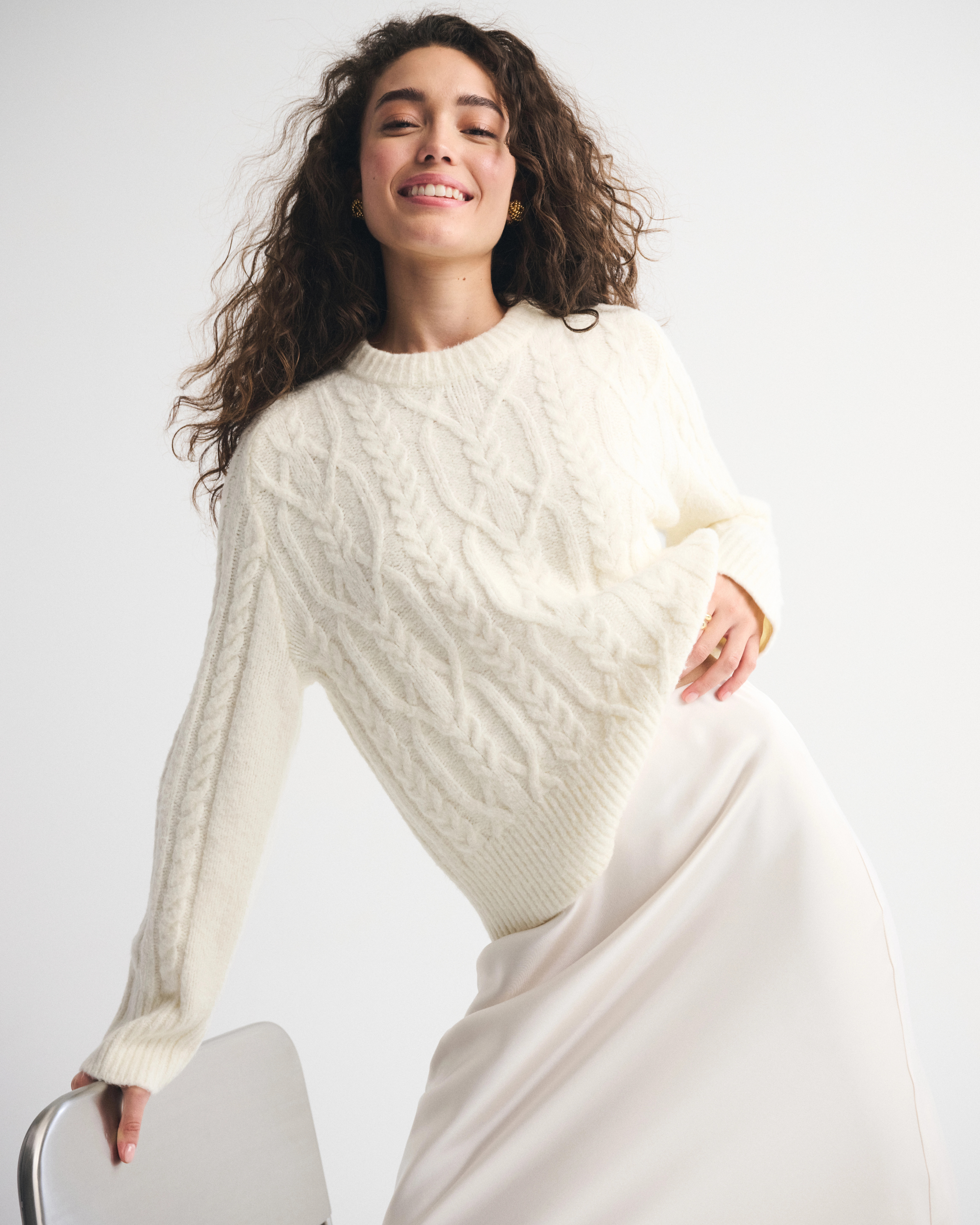 The A&F Madeline Cable Crew Sweater | Abercrombie & Fitch (US)