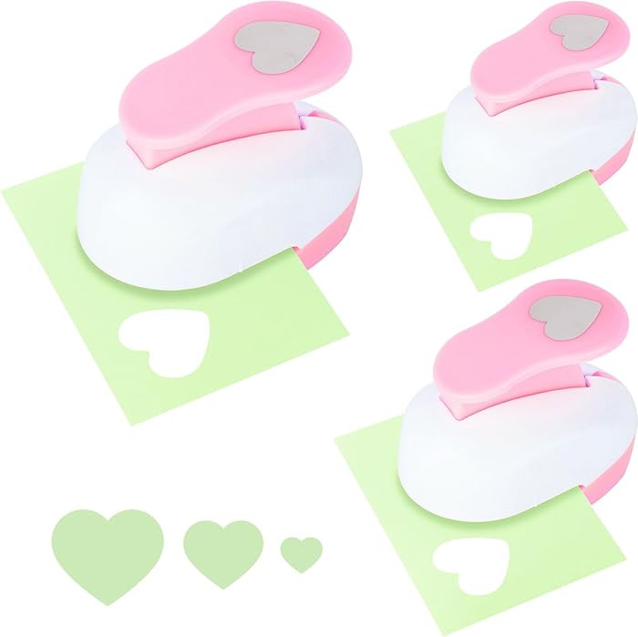 LOVEINUSA Pink Heart Shape Hole Punch 3PCS Set, High Precision Design for Romantic Heart Patterns... | Amazon (US)