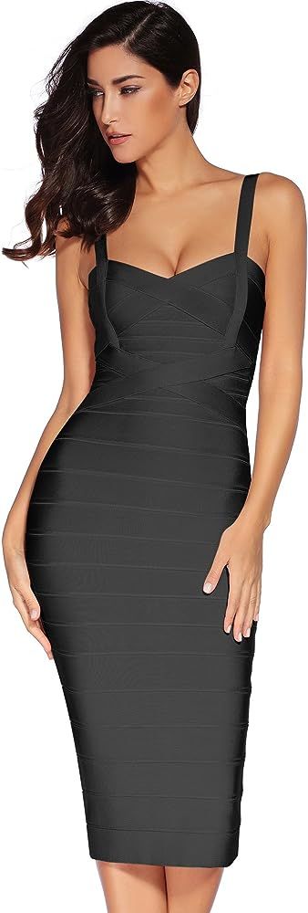 Women's Strap Midi Bandage Dress Length Party Solid Prom Bodycon Dress | Amazon (US)