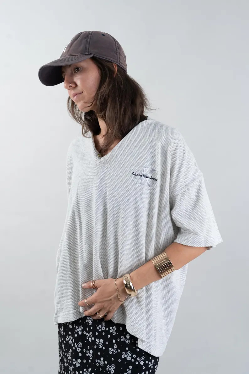 Vintage Calvin Klein Shirt Tshirt Gray Size L Hard Cotton 80s Gender Neutral Unisex - Etsy | Etsy (Global)