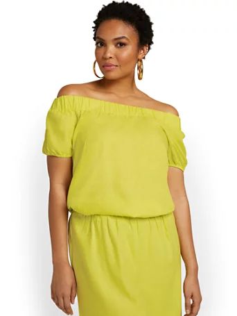 linen-blend off-the-shoulder top | New York & Company