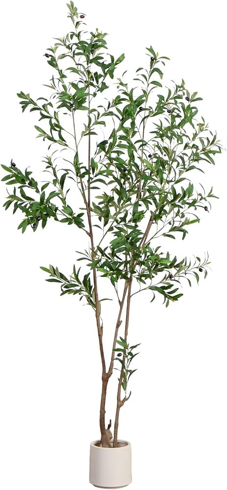 Nearly Natural 7ft Artificial Olive Tree - Minimalist Faux Olive Plant with Multi-Tone Leaves, Fa... | Amazon (US)
