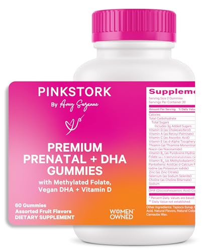 Pink Stork Premium Prenatal Gummy Vitamins with DHA, Folate, and Vitamin D - Multivitamin and Nutrient Blend for Neural Tube and Fetal Brain Development - Pregnancy Must Haves - 60 Vegan Gummies | Amazon (US)
