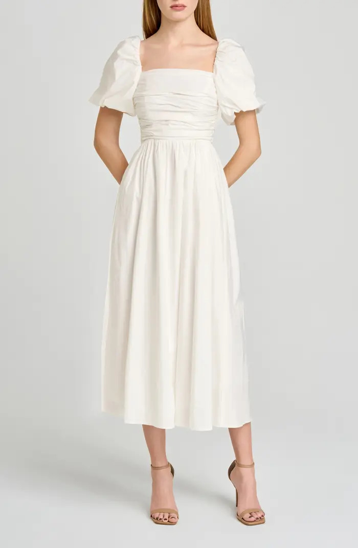 Lucy Ruched Puff Sleeve Midi Dress | Nordstrom