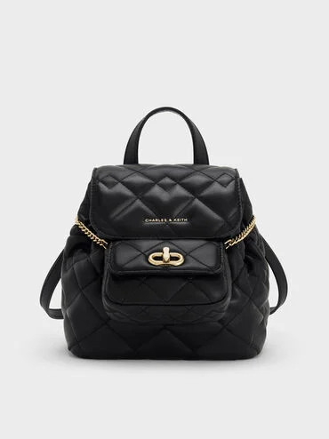Black Aubrielle Quilted Backpack | CHARLES & KEITH | Charles & Keith US