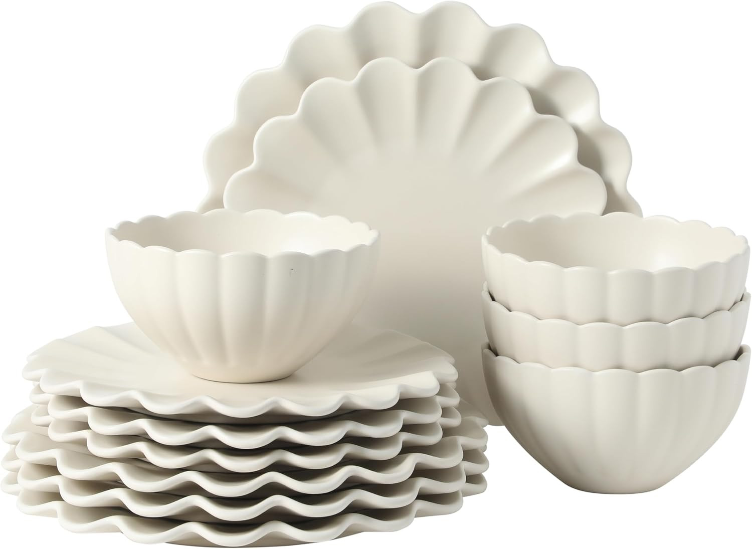 Gibson Elite Bistro Fleur Plates and Bowls Sets, 12-Piece Stoneware Dinnerware Set for 4, Ivory W... | Amazon (US)