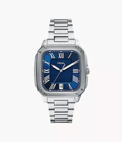 Crosby Three-Hand Date Stainless Steel Watch | Fossil (US)