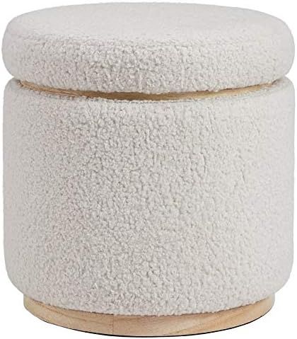 Riverbay Furniture Wood Upholstered Storage Ottoman in Natural | Amazon (US)