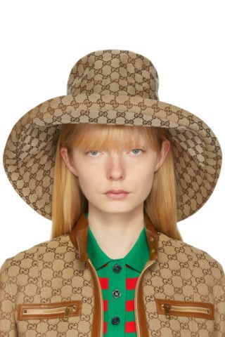 Gucci - Beige Canvas GG Wide Brim Hat | SSENSE