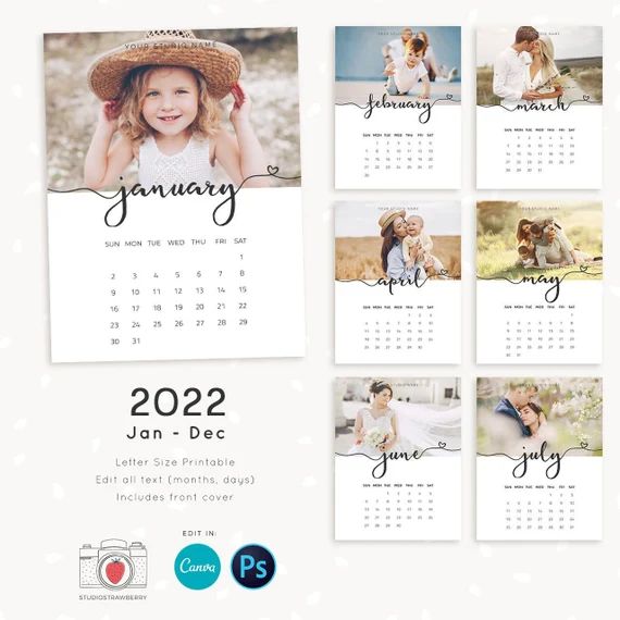 2022 Photo Calendar Template Calendar Template Canva | Etsy | Etsy (US)