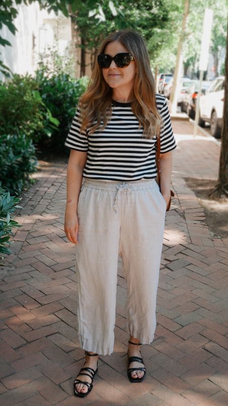 A reliable look for when you don’t know what to wear! My black and white striped top runs true to size. If you’re between sizes, I’d consider the size down. I’m wearing a small and sometimes buy a medium for an oversized look but this small was perfect. Sandals are TTS! If you’re between sizes, size up half a size. 

#LTKSeasonal #LTKFindsUnder100 #LTKShoeCrush