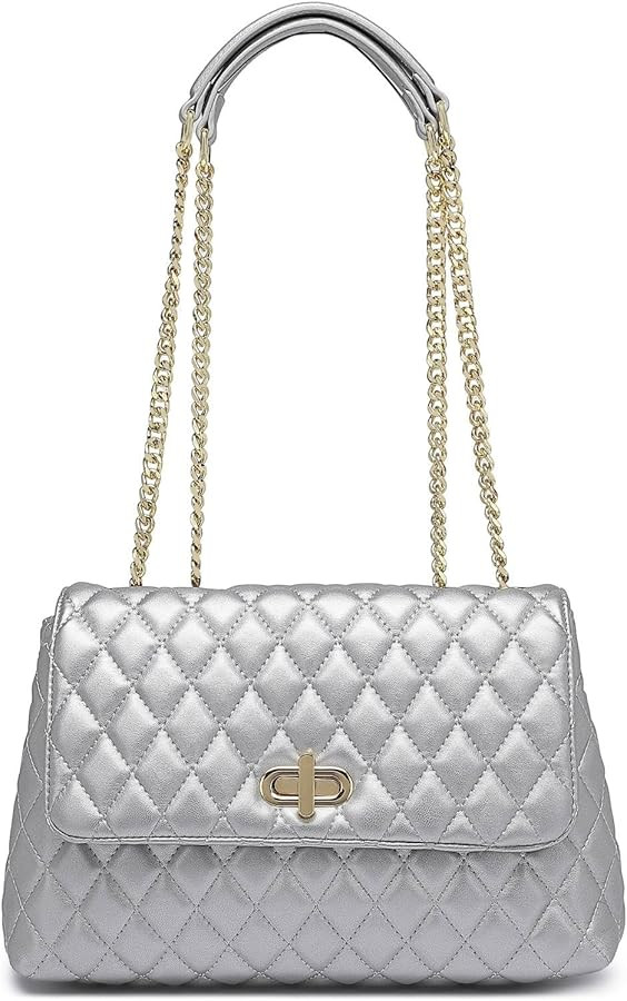 ER.Roulour Quilted Crossbody Bags for Women, Trendy Roomy Shoulder Handbags with Flap Gold Hardwa... | Amazon (US)