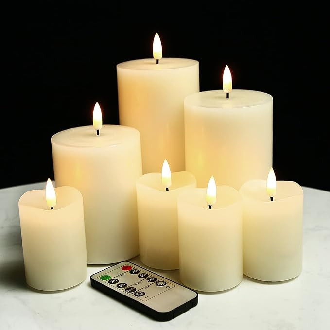 Eywamage Flameless Votive Pillar Candles with Remote Batteries Included, LED Electric Candles Set... | Amazon (US)