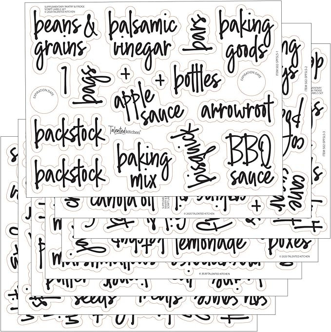 Talented Kitchen 158 Script Supplementary Pantry & Fridge Labels – Black Pantry Label Sticker I... | Amazon (US)