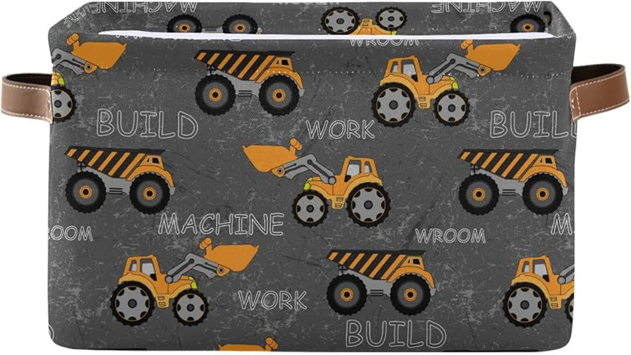 Construction Truck Excavator Storage Basket Fabric Toys Baskets Build Work Machine Boys Open Home... | Amazon (US)