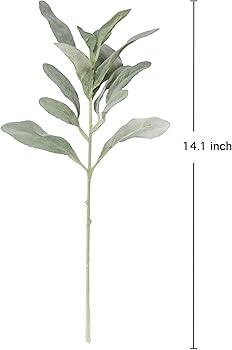 SUUKI Faux Lambs Ear Stems 5Pcs Flocked Artificial Greenery Solid Spray Fake Rabbit Ear Leaves fo... | Amazon (US)