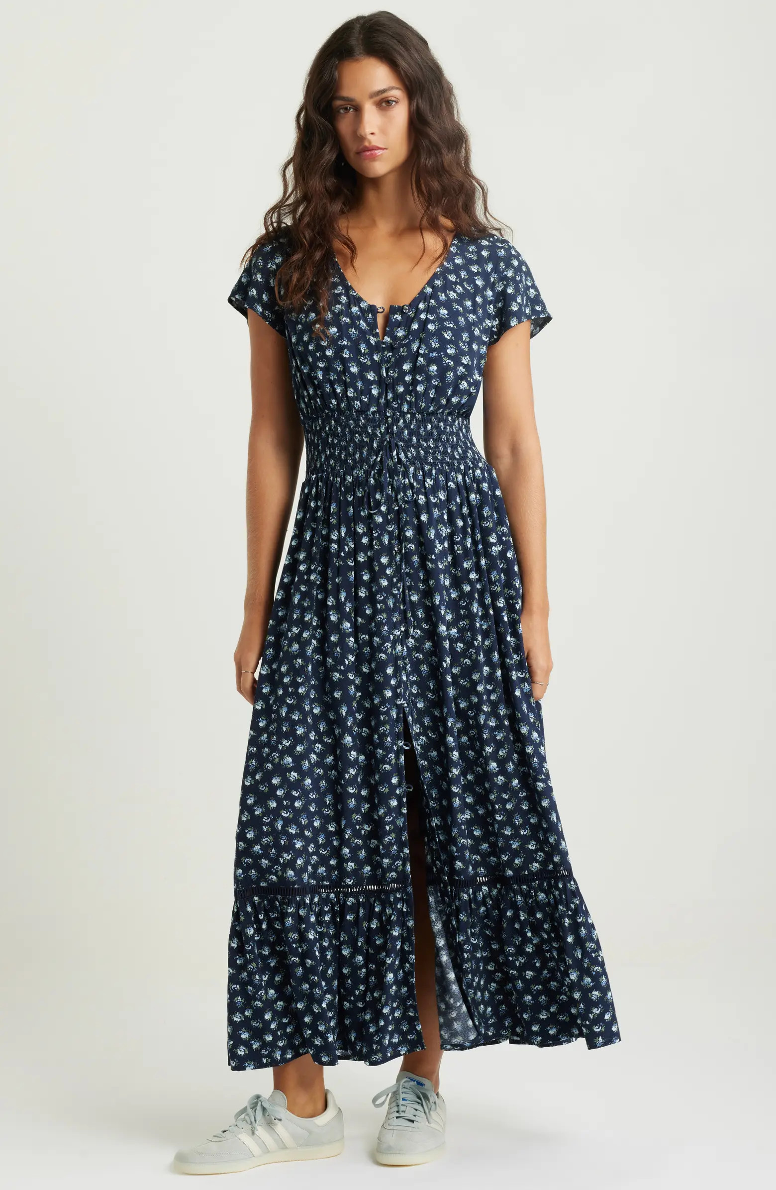 Print Smocked Waist Ruffle Hem Maxi Dress | Nordstrom