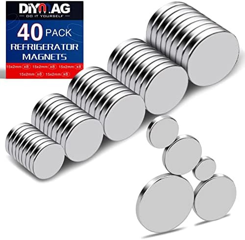 DIYMAG Small Rare Earth Magnets, 40 Pack, 5 Sizes - Neodymium Magnets for Refrigerator, DIY, Craf... | Amazon (US)